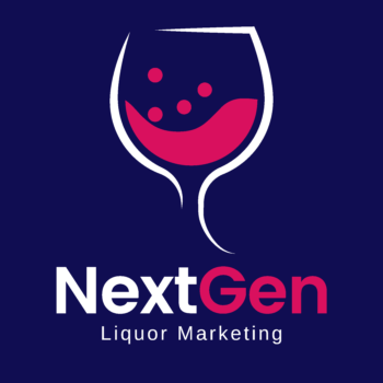 NextGen Liquor Makrekting blue logo wine glass graphic